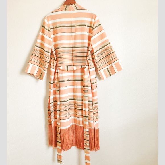 7th Avenue Striped Fringed Kimono Jacket Robe - Picture 5 of 13